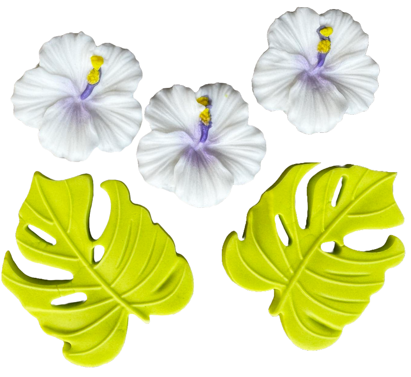 Set 5 decoratiuni comestibile din zahar, Hibiscus Decoratiuni din Pasta de Zahar Naty Shop