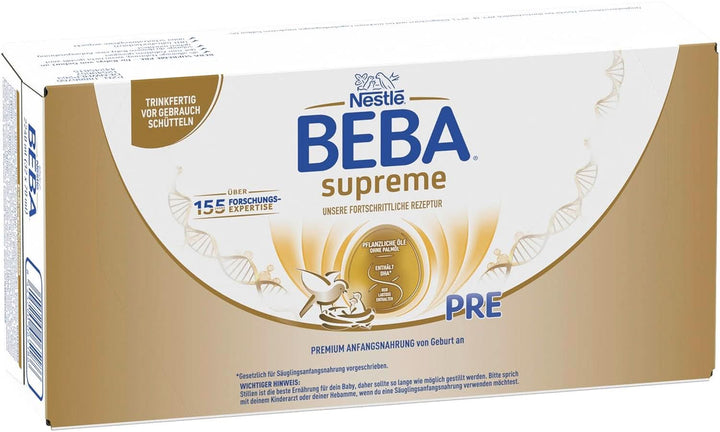 BEBA SUPREME PRE Anfangsmilch Trinkfertig, Von Geburt An, Babynahrung Mit DHA, Nur Laktose, Ohne Palmöl, 8Er Pack (8 X 200Ml)