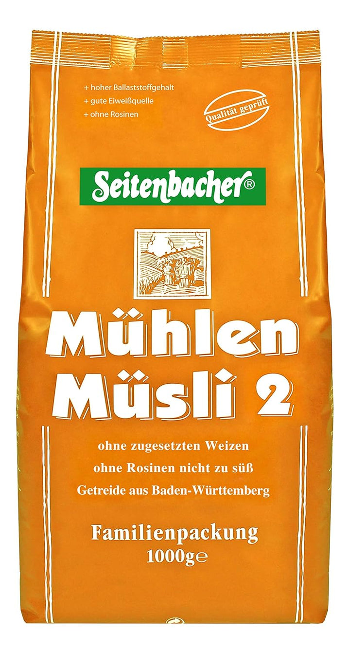 Seitenbacher Mühlen-Müsli 2 I Ohne Rosinen I Weizenfrei I Vorratspackung I (1 X 1000 G )