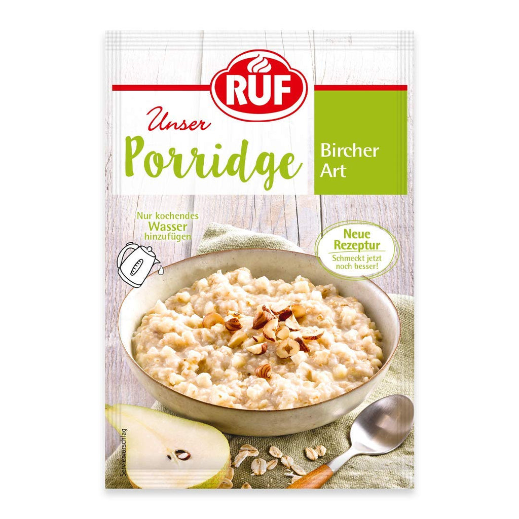 RUF Porridge Raspberry White Choc, Porridge instant cu bucăți de zmeură și ciocolată albă rasă, 65 de grame