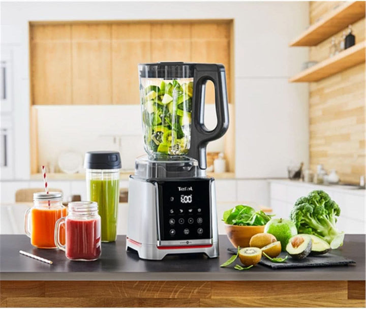 Tefal Infinymix Hochgeschwindigkeits-Standmixer, 5 Auto-Programme + Manuelle Einstellung, 2,6-L-Tritan-Behälter, Inkl. 600Ml Reisebecher/Stampfer/Rezeptheft, Silber, BL91HD31