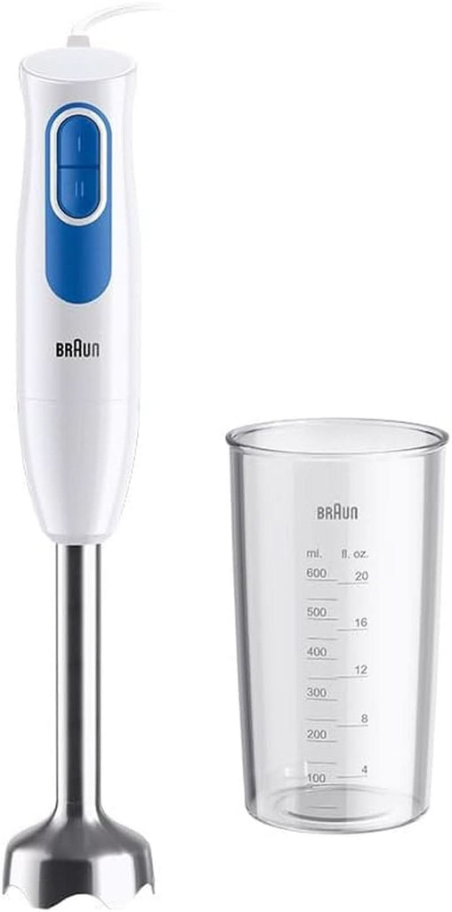 Braun Stabmixer MQ10.001M Multiquick 1 - Extra Leichter Pürierstab Mit Edelstahl-Mixfuß Und Easytwist System, Inkl. 600 Ml Mix- & Messbecher, 450 Watt, Weiß