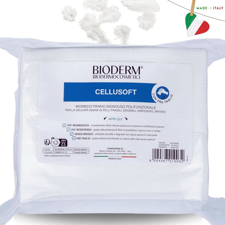 BIODERM Cellusoft – Weiches Mehrzweck-Einwegtuch Aus Viskose Und Polyester – Mehrzweck-Tücher Für Die Sanfte Hygiene Empfindlicher Und Geröteter Haut Von Älteren Menschen, Kindern – 30 X 38 Cm (50