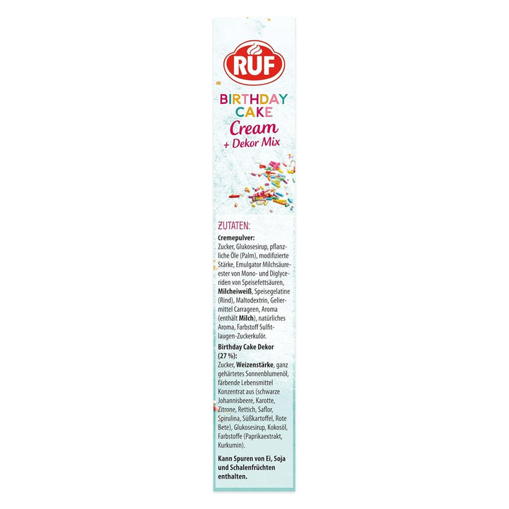 RUF Birthday Cake Cream, pudră de cremă cu aromă de vanilie și caramel și decor colorat, 110 grame