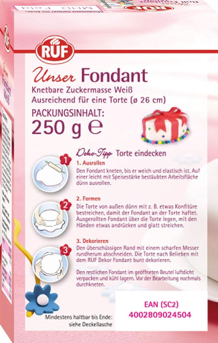 RUF Fondant, potrivit pentru modelarea figurilor, florilor și literelor,  250 grame