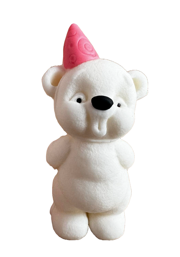 Decoración comestible de pasta de azúcar, oso de peluche de heno rosa, chicas