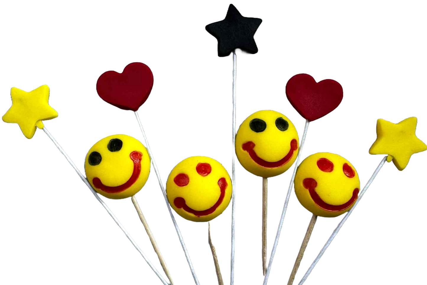 Set decoratiuni comestibile, Smiley face Decoratiuni din Pasta de Zahar Nati Shop