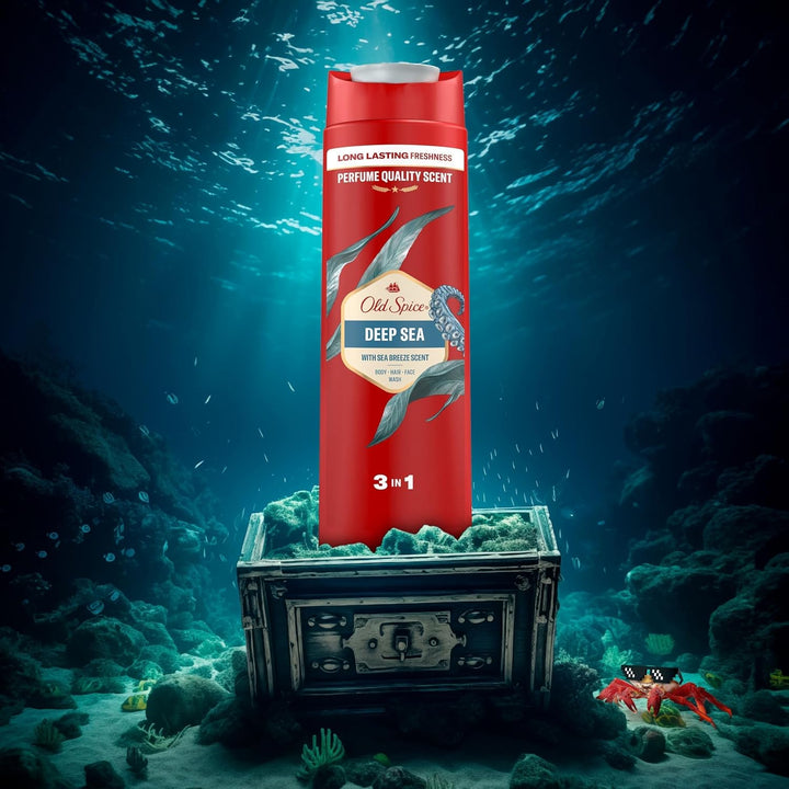 Old Spice Deep Sea 3-In-1 Duschgel & Shampoo Für Männer (250 Ml), Körper-Haar-Gesichtsreinigung Männer, Lang Anhaltend Frisch