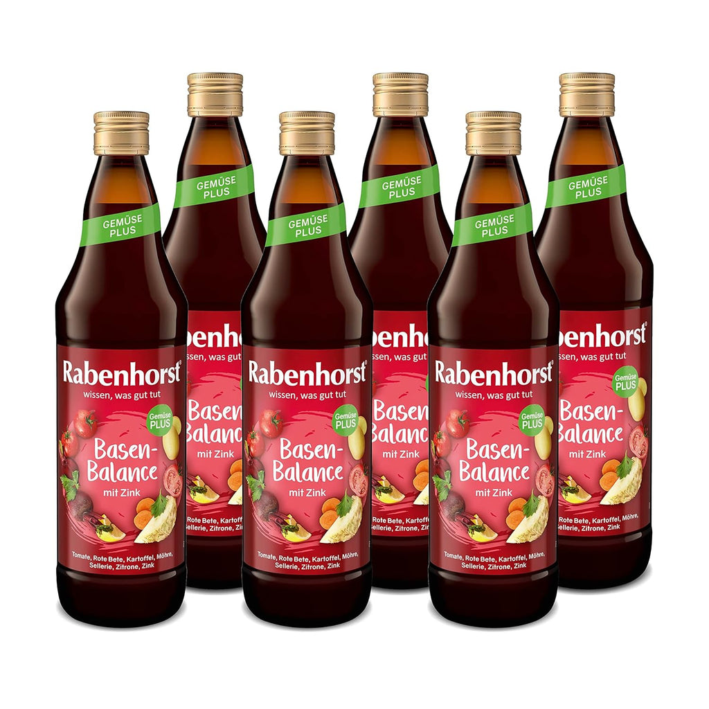 RABENHORST Alkaline Balance (6 X 700 ml) - Suc de legume cu zinc pentru un echilibru acido-bazic echilibrat