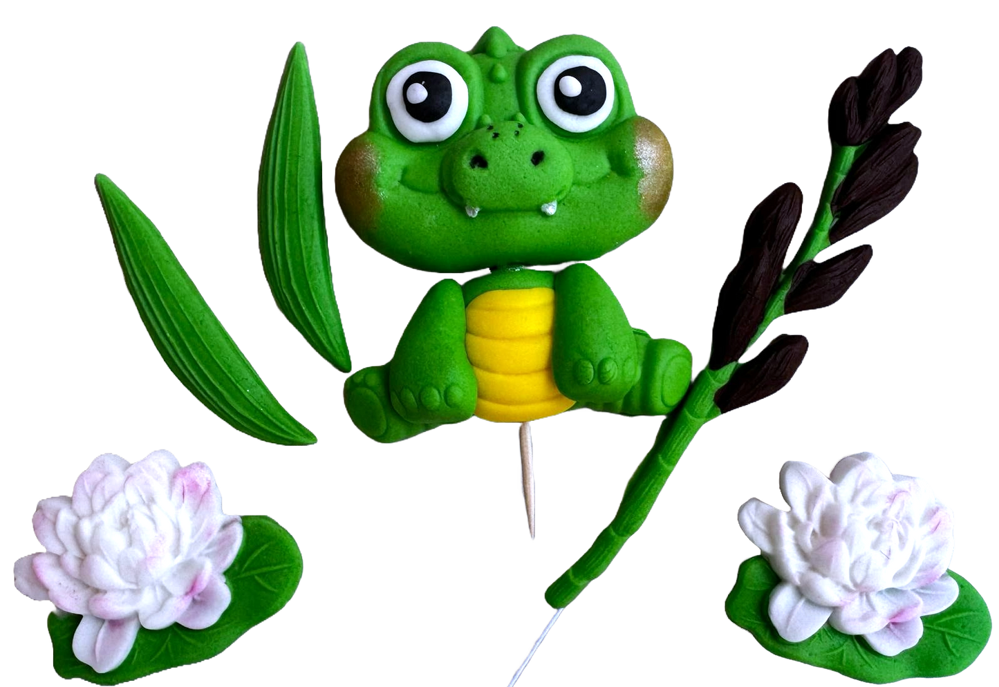 Set 6 decoratiuni din pasta de zahar, Crocodil Decoratiuni din Pasta de Zahar Nati Shop