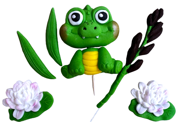 Set 6 decoratiuni din pasta de zahar, Crocodil Decoratiuni din Pasta de Zahar Nati Shop