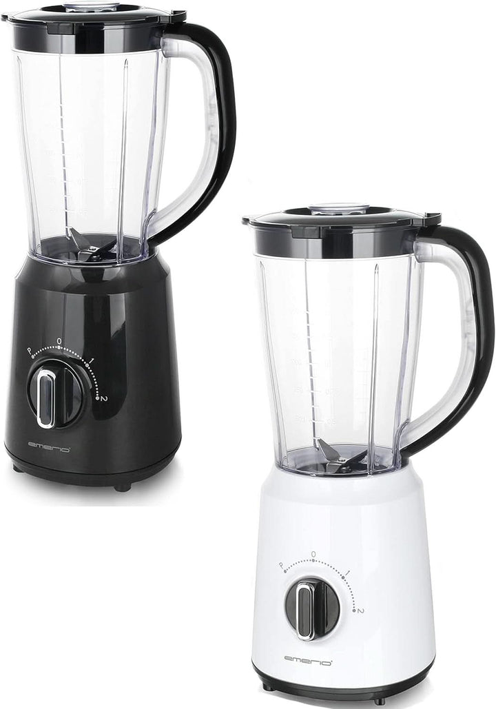 Emerio Standmixer BPA Frei Crush Ice Funktion 1.5L Behälter 2 Geschwindigkeiten + Pulse Funktion Messereinheit Aus Edelstahl Sicherheitsschalter Geschirrspülgeeignet 500 Watt BL-12816.8 Schwarz