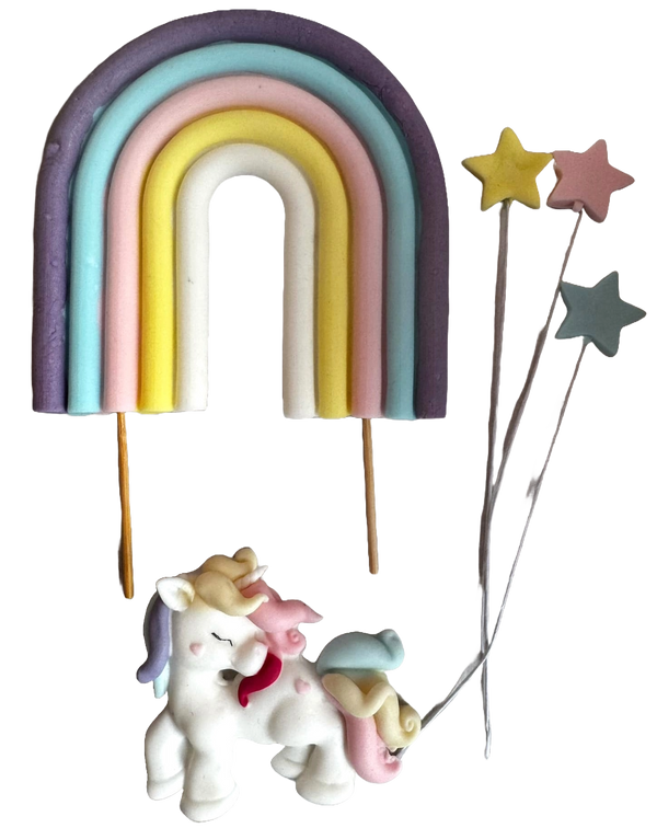 Set 5 decorazioni commestibili dalla pasta di zucchero, unicorno