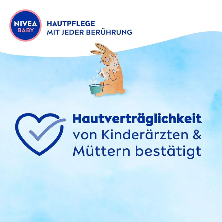 NIVEA Baby AQUA Feuchttücher, Baby Feuchttücher Zur Sanften Reinigung Empfindlicher Haut, Hypoallergene Und Parfümfreie Feuchttücher Für Babys Mit 99% Wasser (1 X 57 Stück)