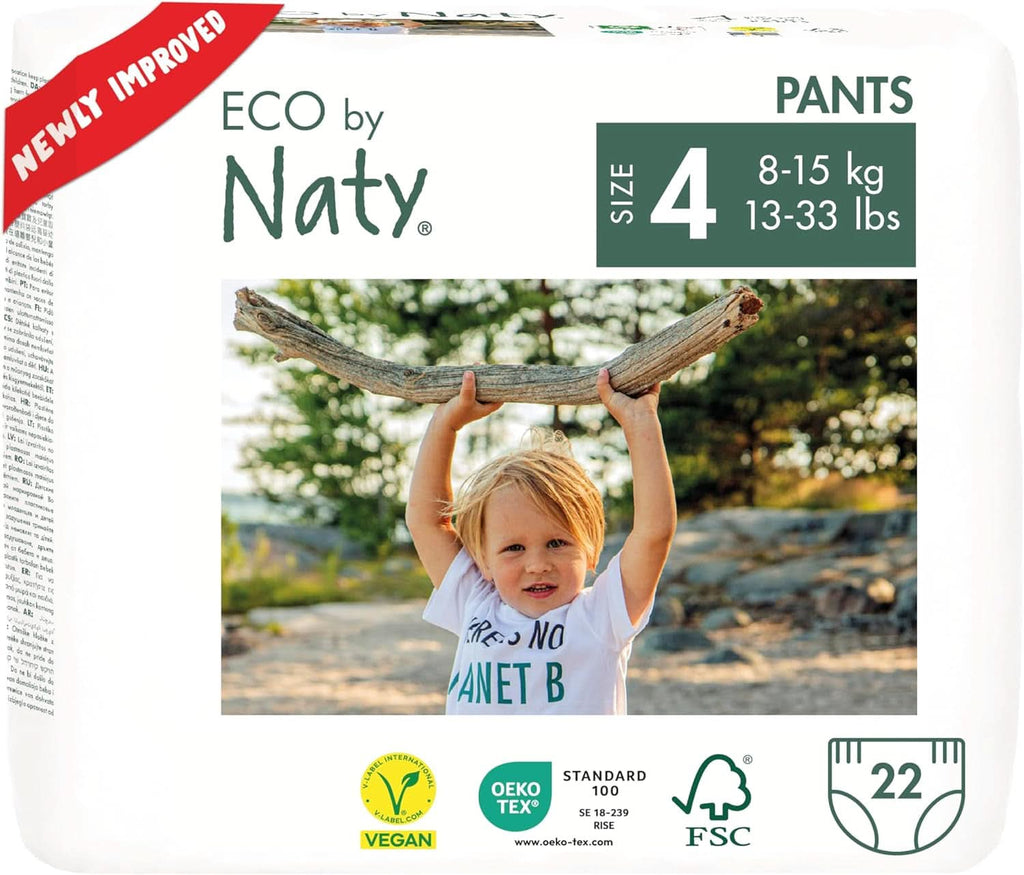 Eco by Naty Baby Windeln Pants - Umweltfreundliche Premium-Bio Höschenwindeln Aus Pflanzenbasierten Materialien, Sehr Saugfähig Und Frei Von Gefährlichen Chemikalien (Größe 6 ) | 18 Stück (1Er Pack)