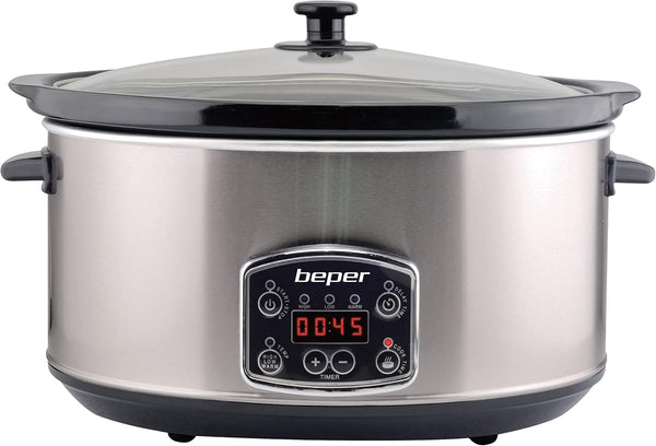 BC.510 Slow Cooker, 280 W, 4,5 Liter, Glaskeramik, Schwarz Und Stahl, Nero E Acciaio