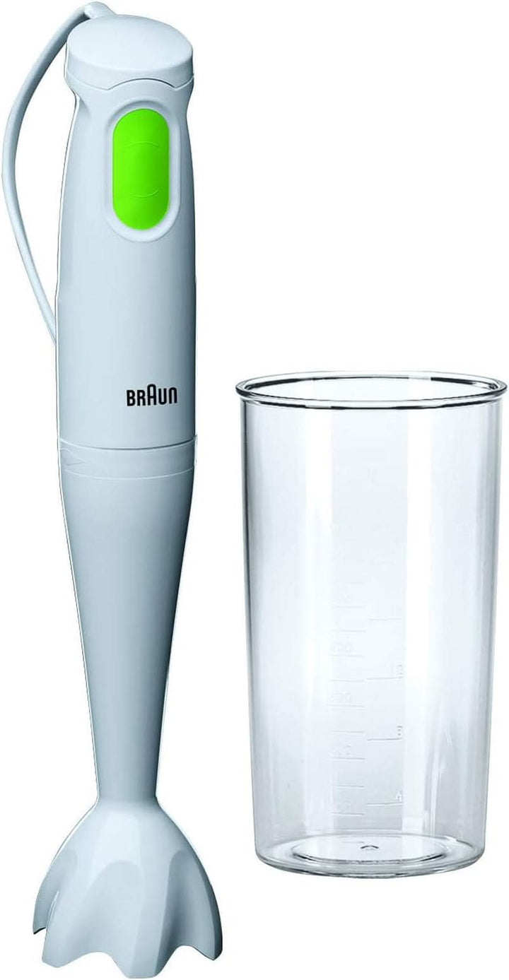 Braun Stabmixer MQ10.001M Multiquick 1 - Extra Leichter Pürierstab Mit Edelstahl-Mixfuß Und Easytwist System, Inkl. 600 Ml Mix- & Messbecher, 450 Watt, Weiß