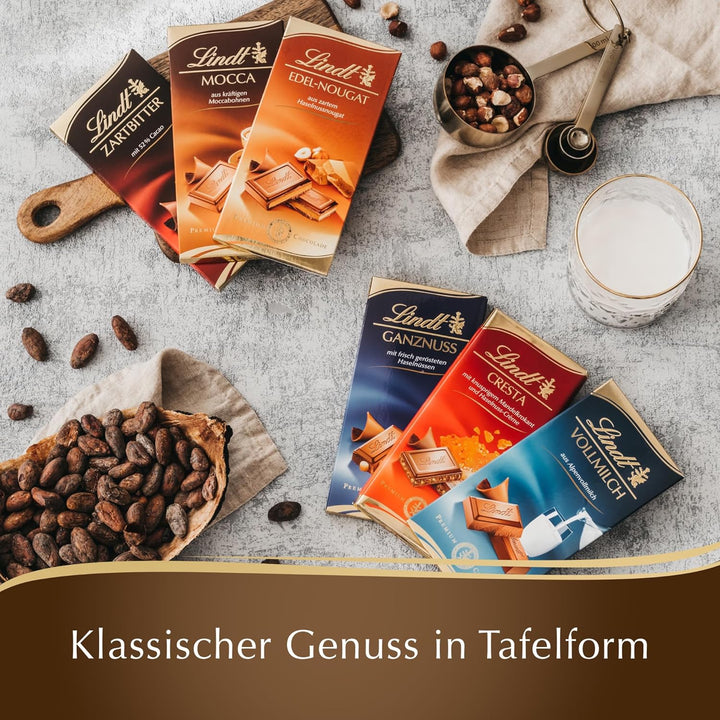 Lindt Schokolade Cresta Tafel 100G | Vollmilch-Schokolade Mit Knusprigem Mandelkrokant Und Haselnuss-Crème | Schokoladentafel | Schokoladengeschenk