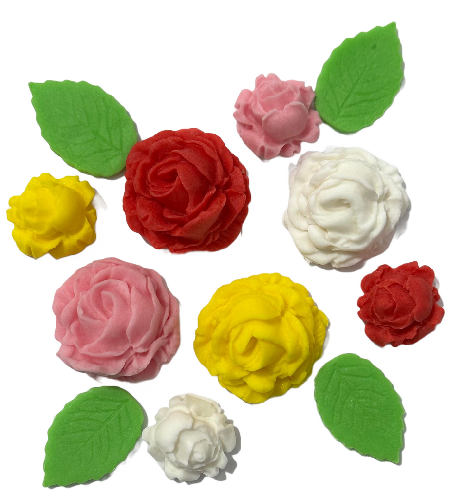 Set decoratiuni comestibile din zahar, trandafiri - Nati Shop 
