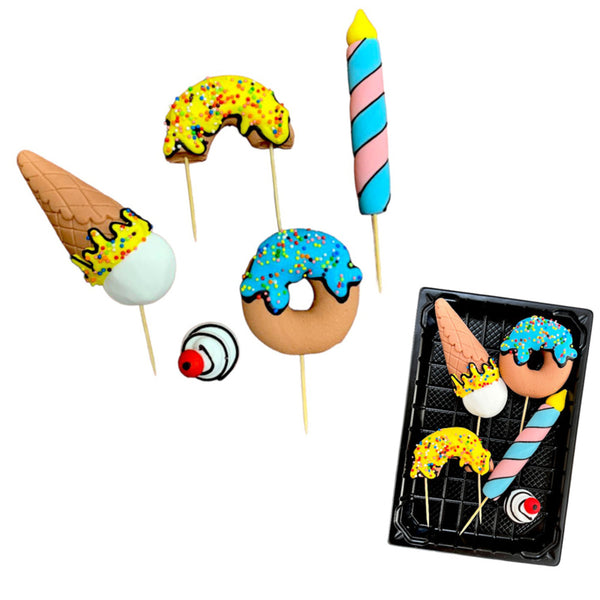 Decoratiuni pasta de zahar, inghetata, lumanare, gogosi