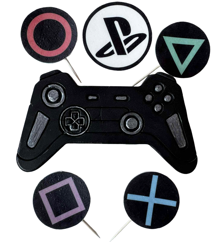 Set 6 decoratiuni comestibile, Play Station Decoratiuni din Pasta de Zahar Nati Shop