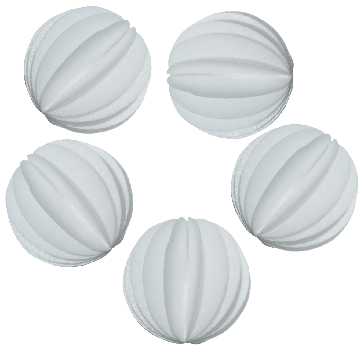 Set of 5 edible wafer decorations, White spheres