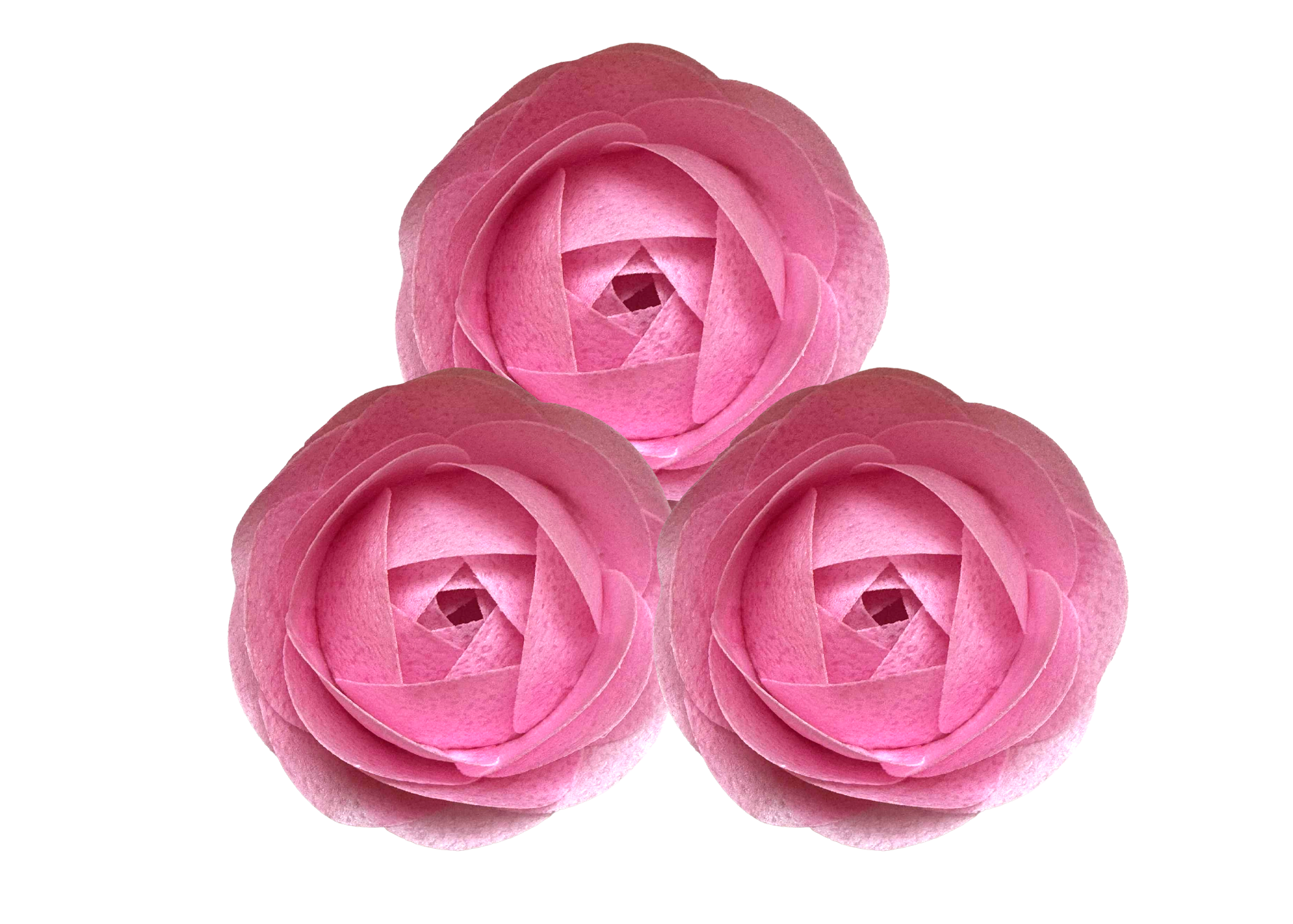 Set 3 Decoratiuni Comestibile Din Vafa Trandafiri Roz - Realizate Manual Diametru 8 Cm