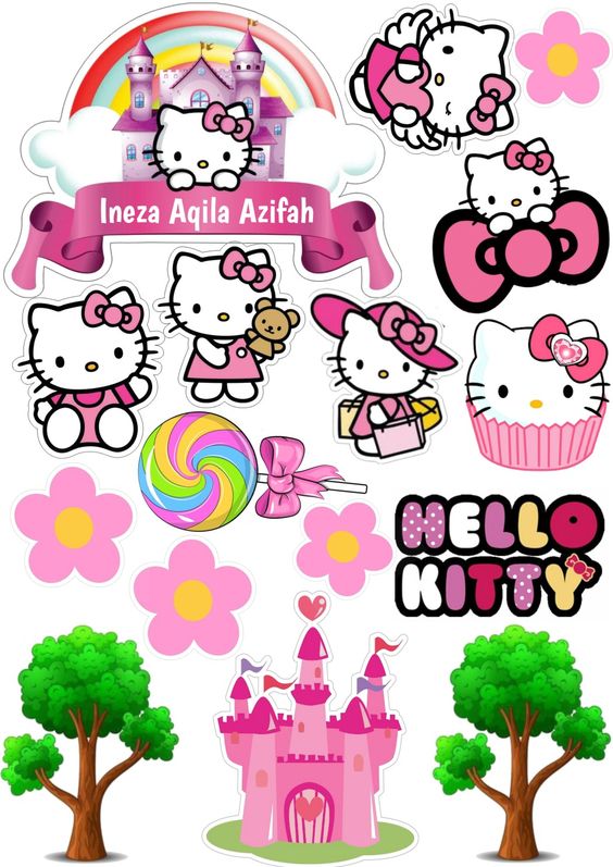 Imagine comestibila, vafa sau icing, format A4, Hello Kitty - Naty Shop 