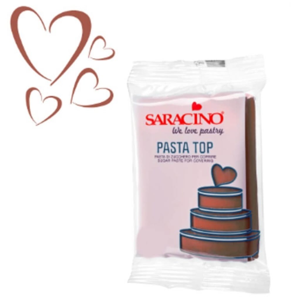 Pasta de zahar, Top, pentru acoperire si modelaj Saracino, Maro, 250 gr