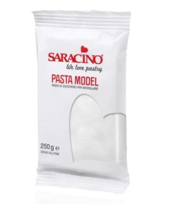 Pasta de zahar, pentru acoperire si modelaj Saracino PREMIUM,ALB 250 gr