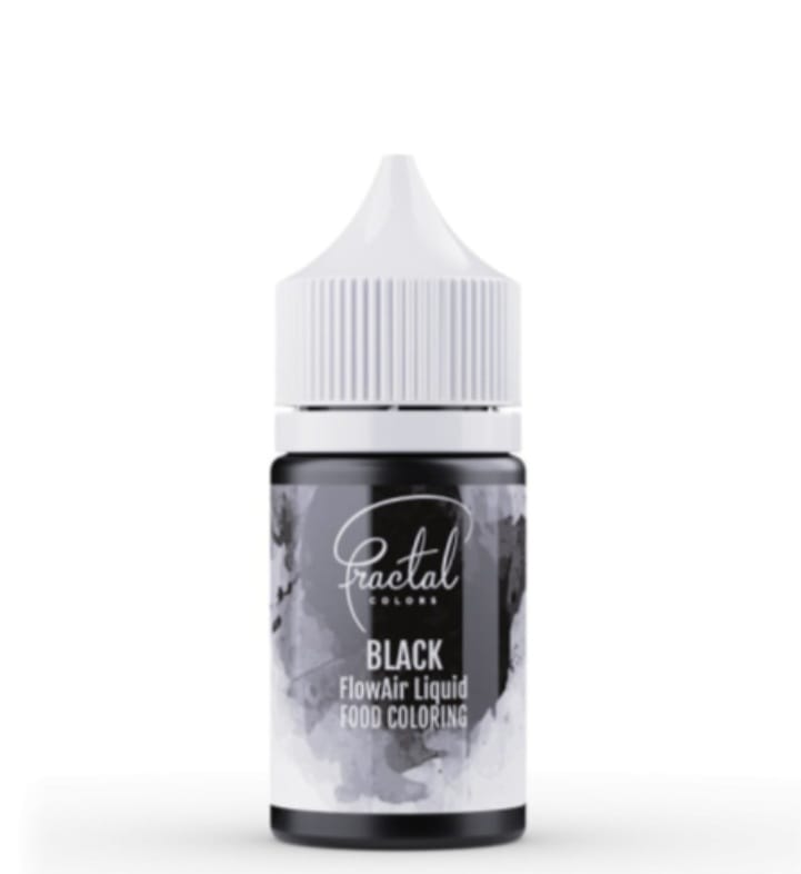 Colorant alimentar lichid pt aerograf, ciocolata, pasta de zahar,Negru- 30 g – Fractal