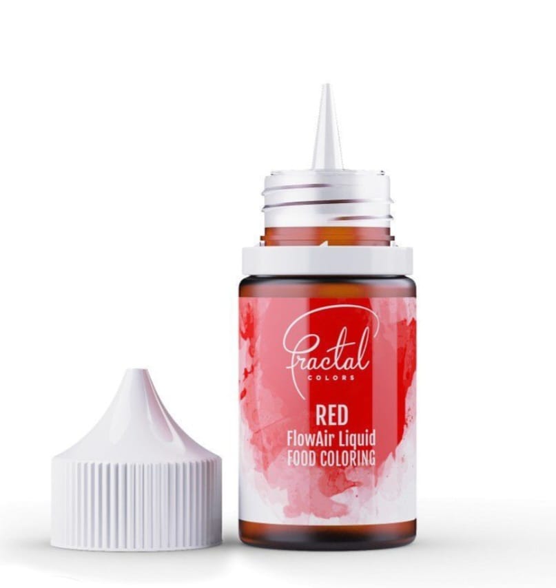 Colorant alimentar lichid pt aerograf, ciocolata, pasta de zahar, Rosu 30 g – Fractal