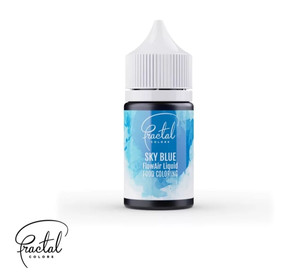Colorant alimentar lichid pt aerograf, ciocolata, pasta de zahar, Albastru sky/ Albastru cer 30 g – Fractal