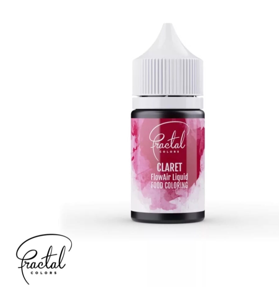 Colorant alimentar lichid pt aerograf, ciocolata, pasta de zahar,Claret/Rosu inchis- 30 g – Fractal