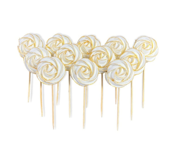 Bezele mari, Alb-Auriu, prevazute cu bat de sustinere, 14 buc