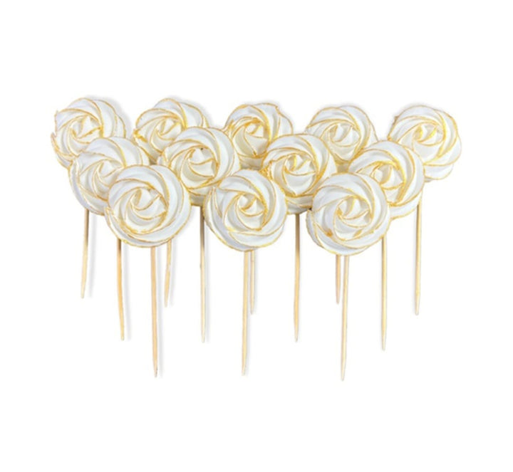 Bezele mari, Alb-Auriu, prevazute cu bat de sustinere, 14 buc