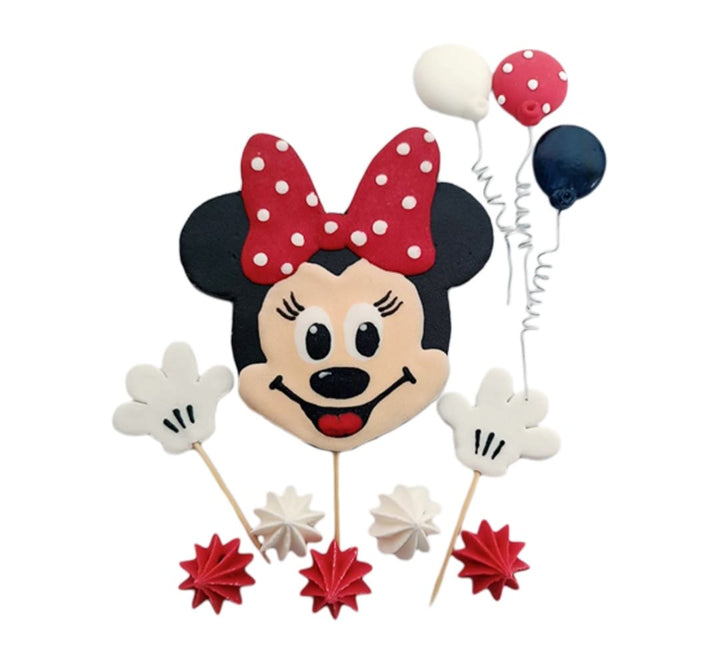 Decoratiuni pasta de zahar, Minnie Mouse, prevazut cu bete de sustinere