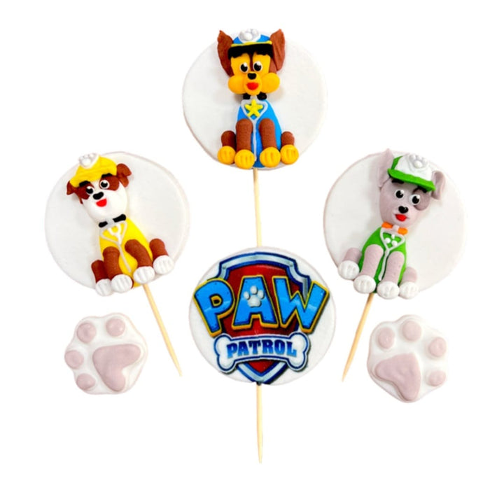 Decoratiuni pasta de zahar, Patrula catelusilor, prevazute cu bete