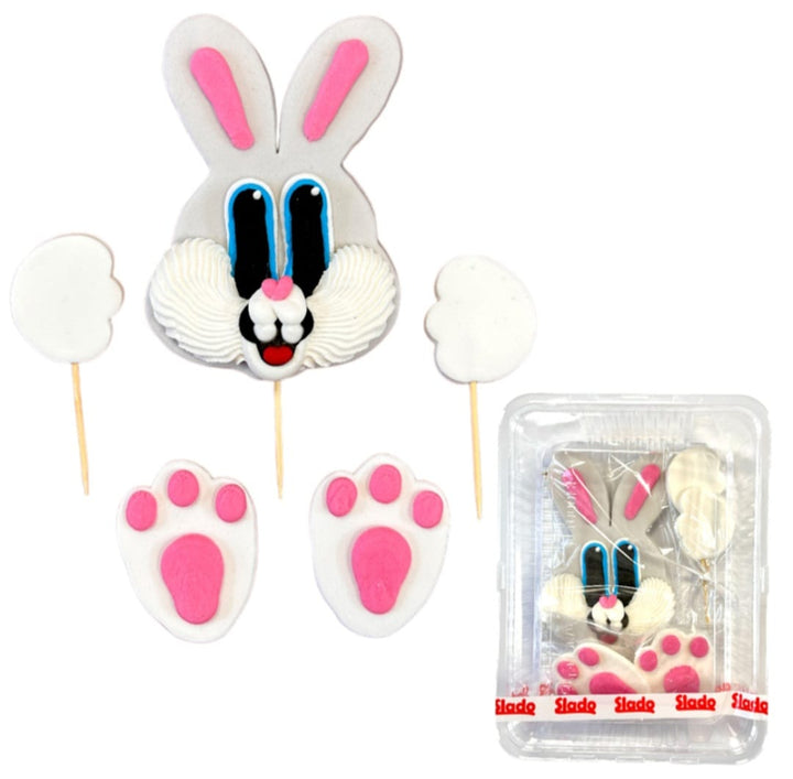 Decoratiuni pasta de zahar, IEPURE, talpi, prevazute cu bete