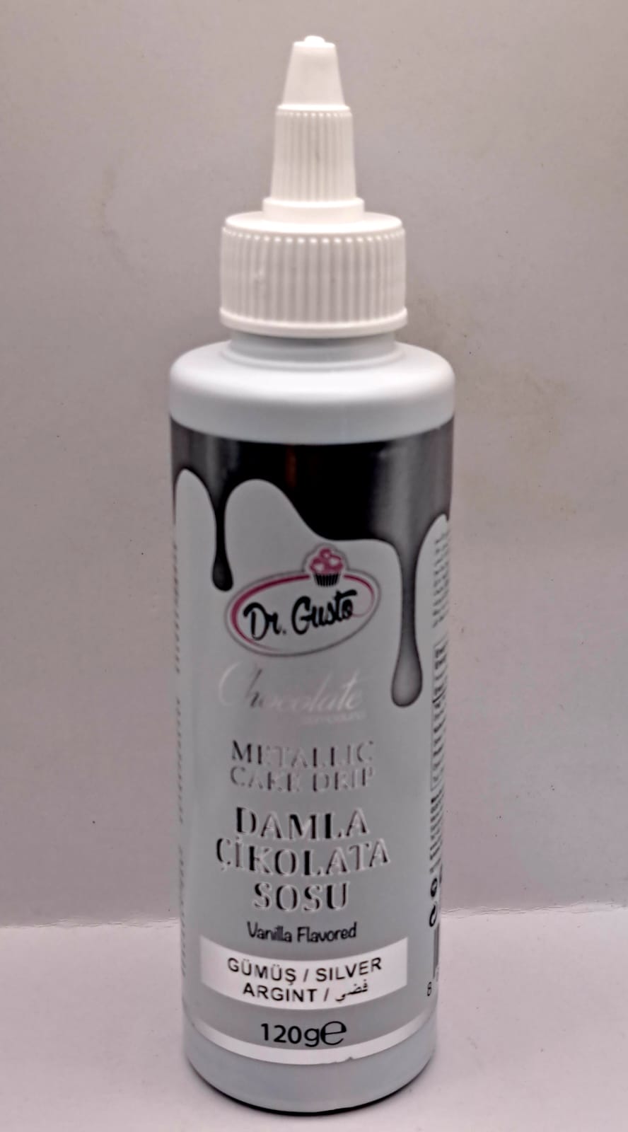 Cake drip, ciocolata temperata, 120 gr, Argintiu