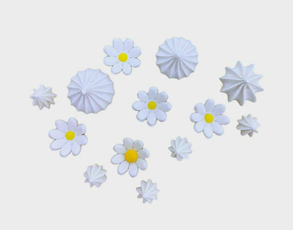 Decoratiuni pasta de zahar, Bezele alb, floricele