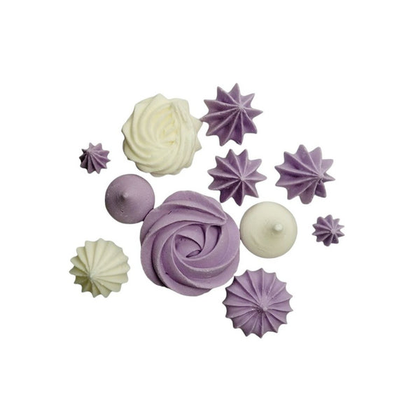 Decoratiuni pasta de zahar, Bezele mov-alb diverse