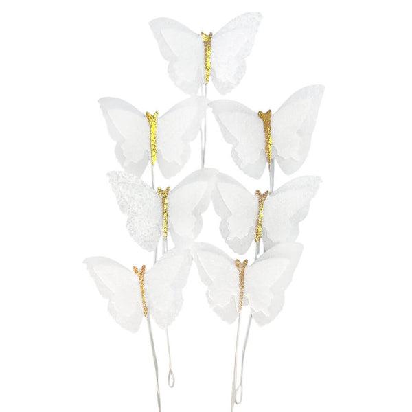 Decoratiuni fluturi albi, din vafe, prevazuti cu sarme de prindere