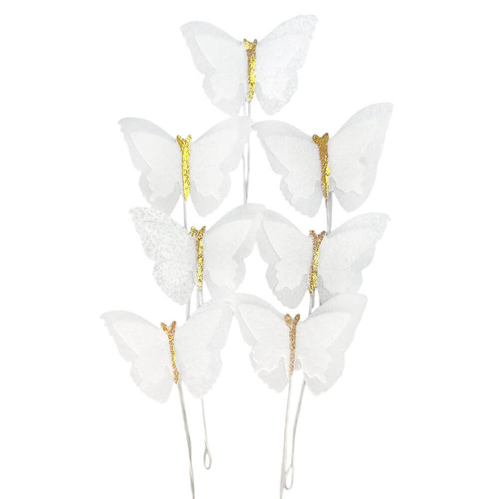 Decoratiuni fluturi albi, din vafe, prevazuti cu sarme de prindere