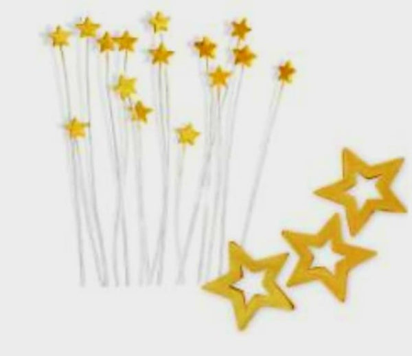 Decoratiuni pasta de zahar, Stea aurie , diverse, prevazute cu sarme de sustinere