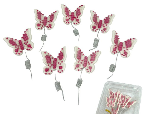 Decoratiuni pasta de zahar, Fluturi, alb-roz cu sarma