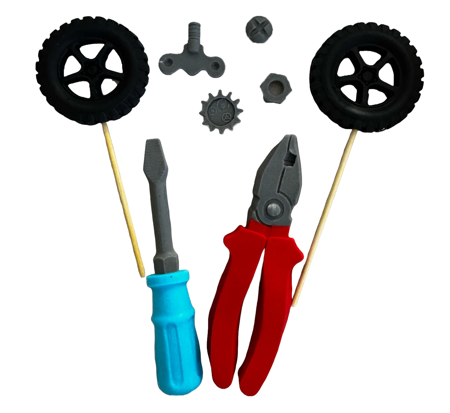 Set 8 decoratiuni comestibile din pasta de zahar, Mecanic Decoratiuni din Pasta de Zahar Naty Shop