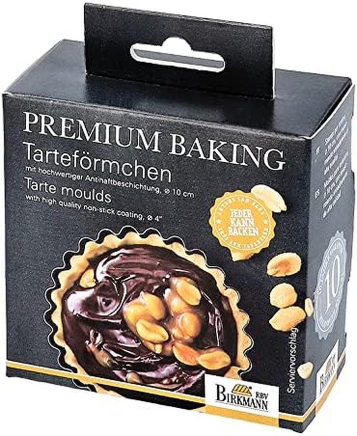 RBV Birkmann Premium Baking, Tarteförmchen, Ø 10 Cm, 6-Fach, Mit Hebeboden, Exzellente Marken-Antihaftbeschichtung, Mit Rezept