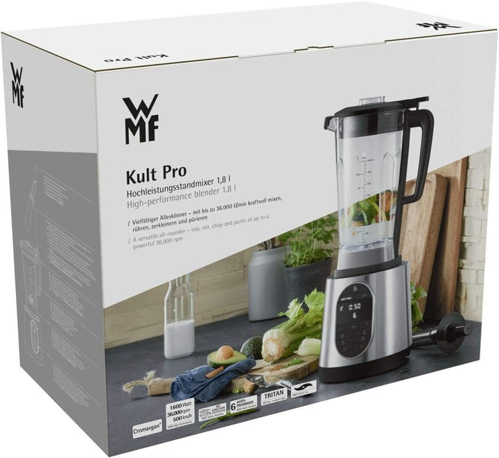 WMF Kult Pro Hochleistungs-Standmixer 1.600 Watt, 36.000 U/Min, Mixbehälter 1,8L, 6 Autoprogramme, Smoothie-, Ice Crush- Und Intervall-Funktion