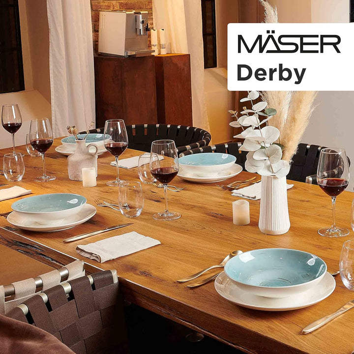 MÄSER 931526 Serie Derby Premium Geschirr-Set Für 4 Personen in Gastronomie-Qualität, 16-Teiliges Modernes Kombi-Service Mit Runden Tellern in Bunten Pastellfarben, Durable Porzellan